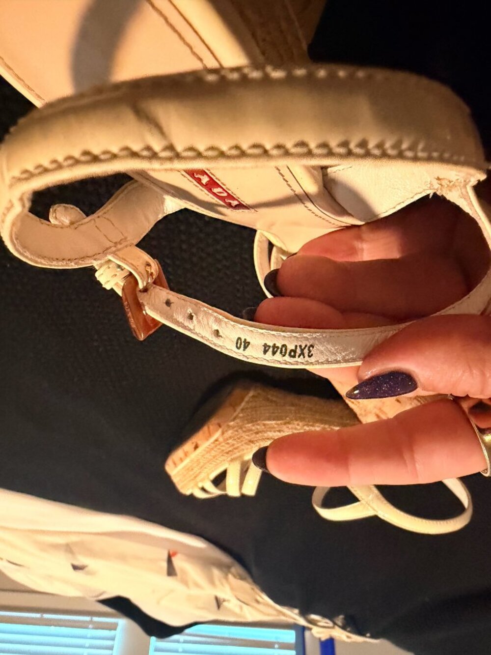 Prada Cream Patent Cork Jute Espadrille Wedges 40 - Picture 6 of 6